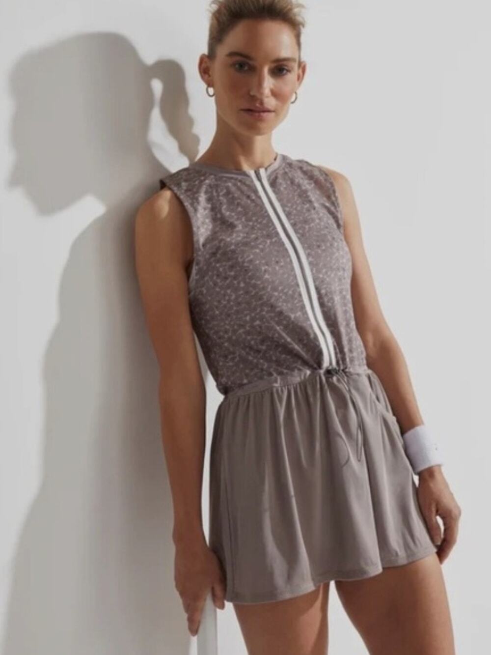 Varley Lagoda Tennis Dress Leopard Taupe Size Small